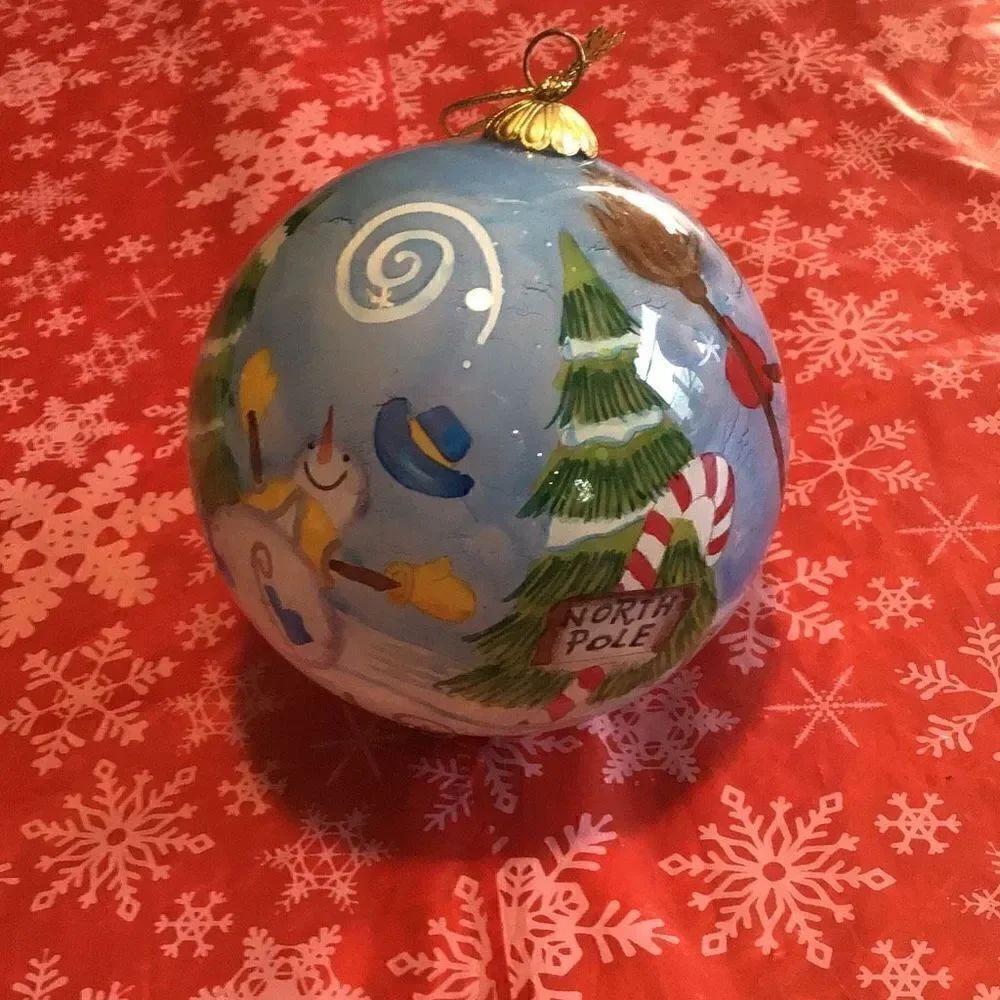 Vintage porcelain hand painted snowman ornament